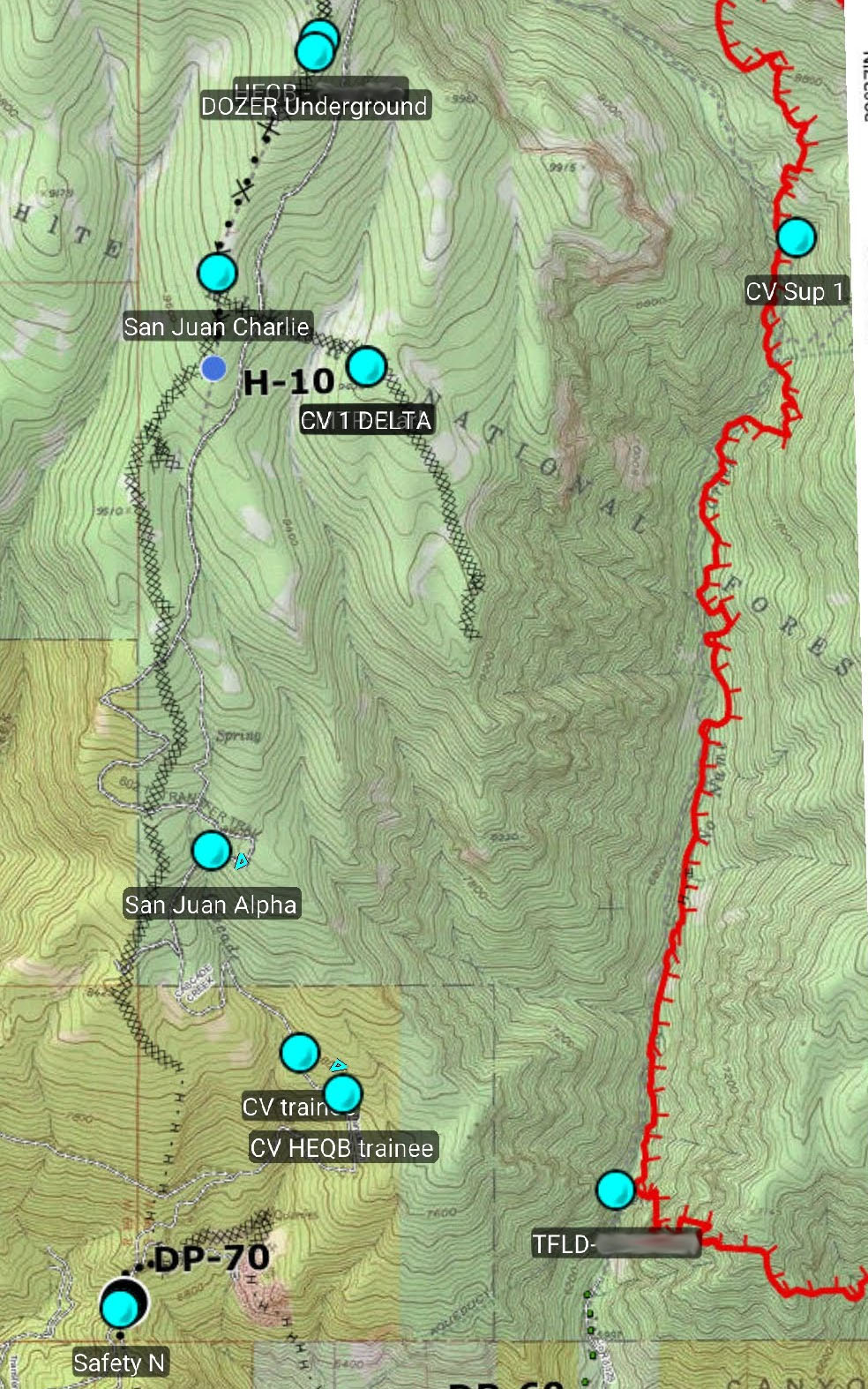 Firefighter locations viewed in ATAK